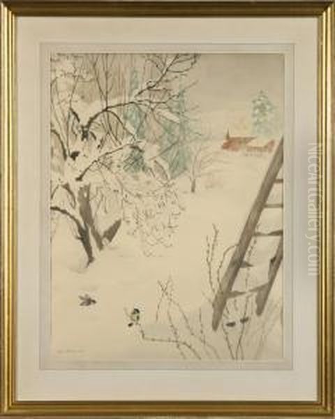 Vinter I Dalarna Oil Painting by Hans Norsbo