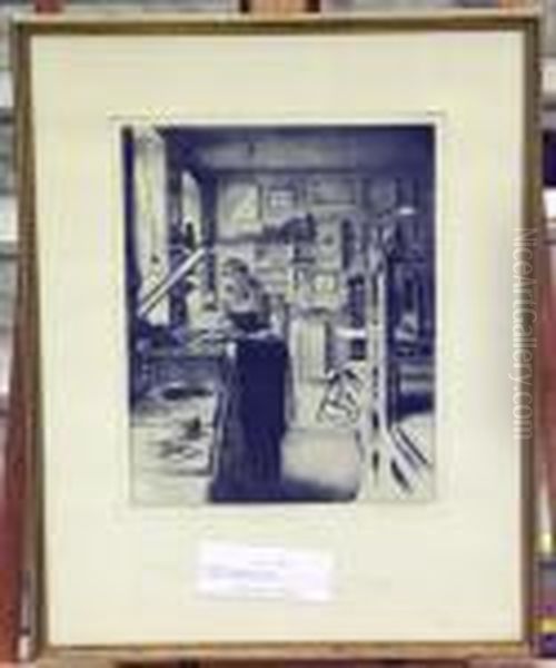 Ateljeinterior. Platstrl Ca Oil Painting by Hans Norsbo