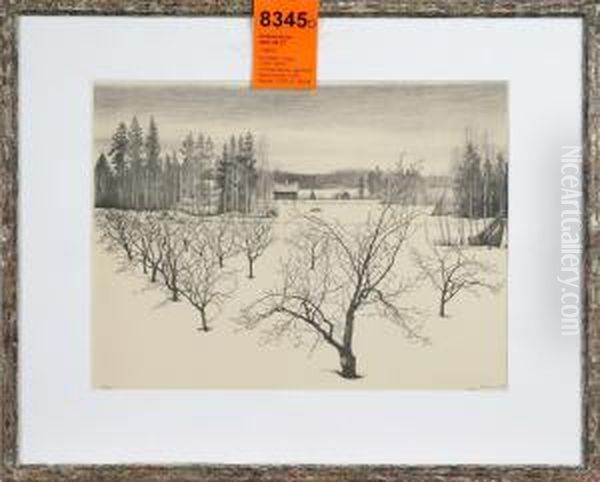 Vinterlandskap Oil Painting by Hans Norsbo