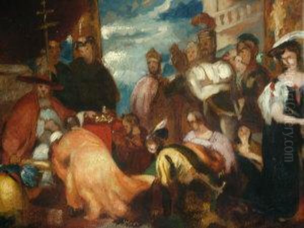 Religious Scene, 
An Audience With The Pope Oil Painting by James Northcote