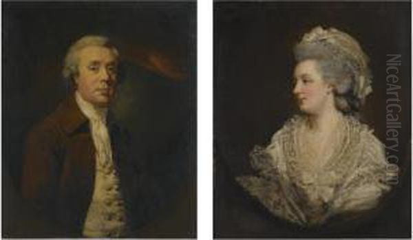 Portrait Of Richard Baylay Of 
Stoke Damerall Near Plymouth; And Portrait Of His Wife Mary Baylay, Both
 Half Length Oil Painting by James Northcote