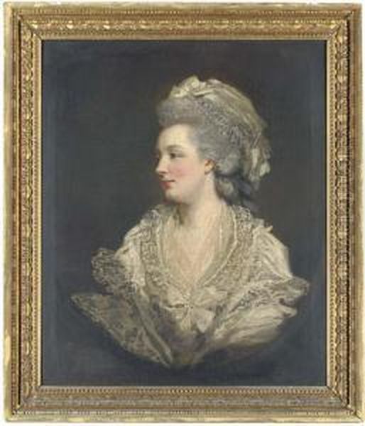 Portrait Of Mary Baylay, Nee 
Foster, Of Stoke Damerall Near Plymouth, Bust-length, In A Lace Dress 
And Cap, Feigned Oval Oil Painting by James Northcote