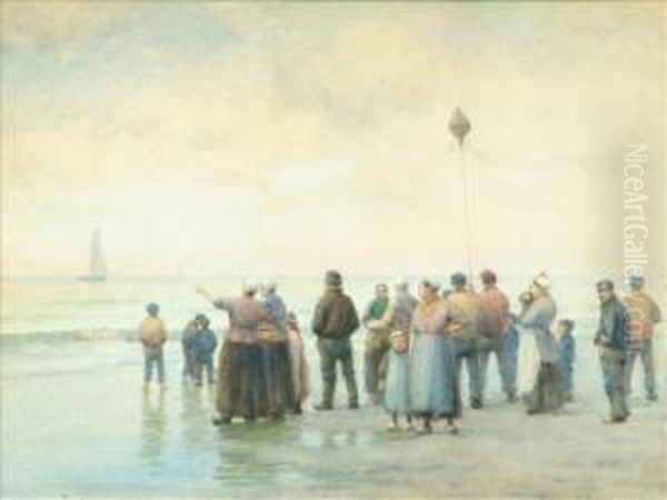 Awaiting Thecatch Oil Painting by William Edward Norton