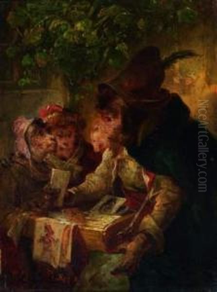 Singerie : Le Marchand Ambulant Oil Painting by Emmanuel Noterman
