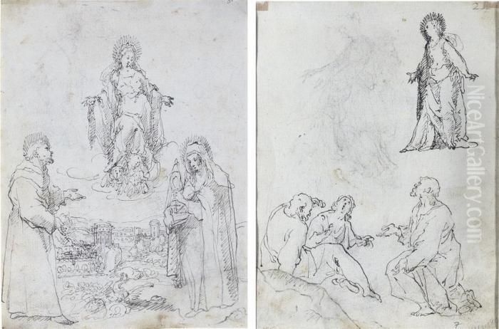 Francois Et Sainte Claire Oil Painting by Pietro Novelli