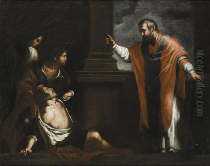 San Filippo D'argiro Esorcizza Un Ossesso Oil Painting by Pietro Novelli