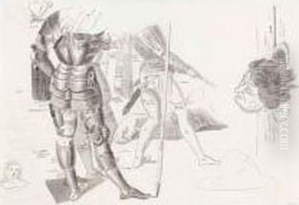 Studio Per Armatura E Testa Del Battista Oil Painting by Pietro Antonio Novelli