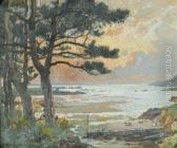 Sudfranzosische Meeresbucht Im Abendrot Oil Painting by Alexandre Nozal