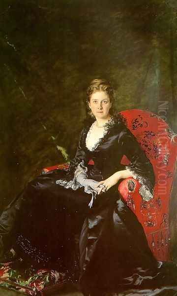 Portrait of Mme Nadezhda Polovtsova, 1876 Oil Painting by Carolus Duran Charles Emile