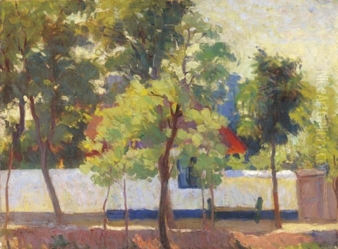 Street Scene Oil Painting by sandor Nyilasy