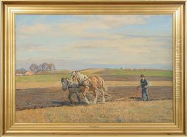 Fieldwork Oil Painting by Borge C. Nyrop