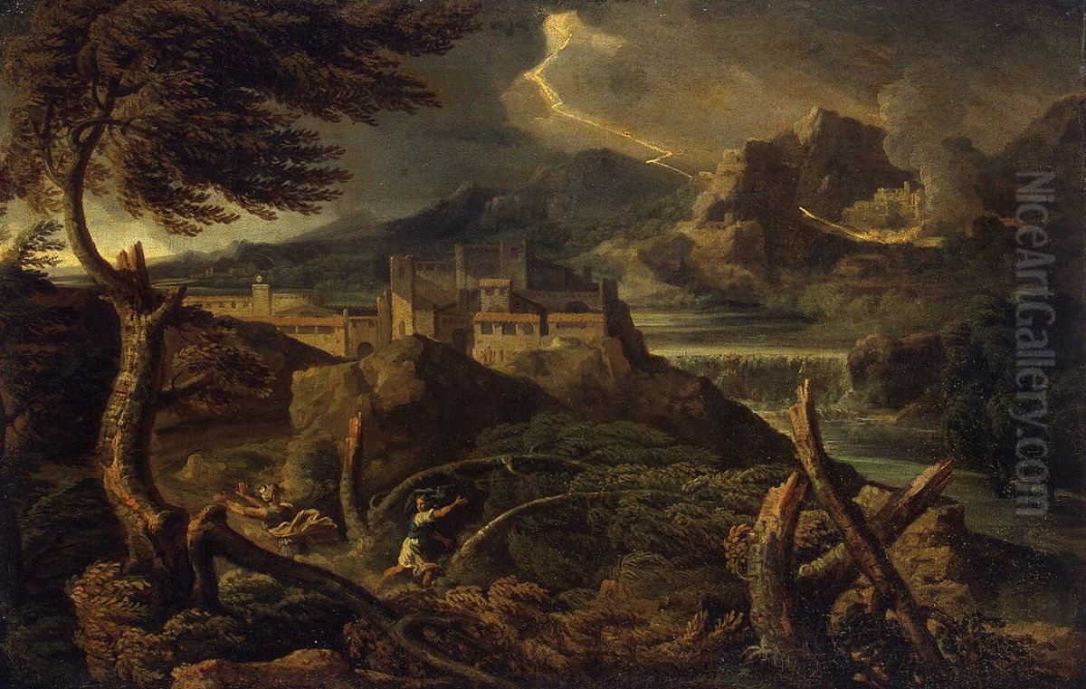 Landscape with Lightning Oil Painting by Gaspard Dughet