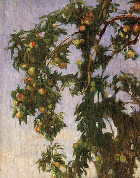Galezie Jabloni Oil Painting by Edward Okun