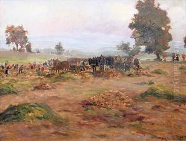 Autumn In Rozna Oil Painting by Blazicek Oldoich