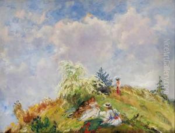 On A Hill Oil Painting by Blazicek Oldoich