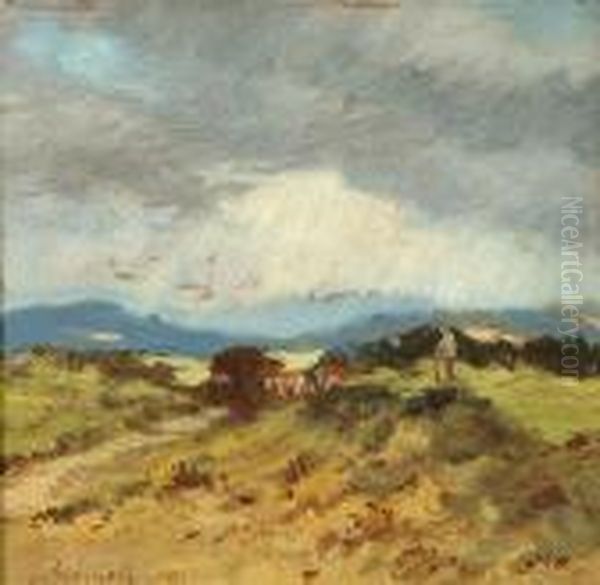 A Landscape With A Shepherd Oil Painting by Blazicek Oldoich