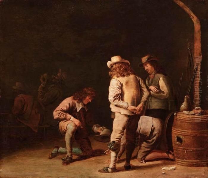 Giocatori Di Dadi In Interno Oil Painting by Jan Olis