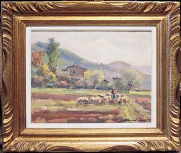 Rebano Conovejas Oil Painting by Jose Olivet Legares
