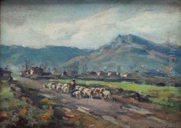 El Rebano Oil Painting by Jose Olivet Legares