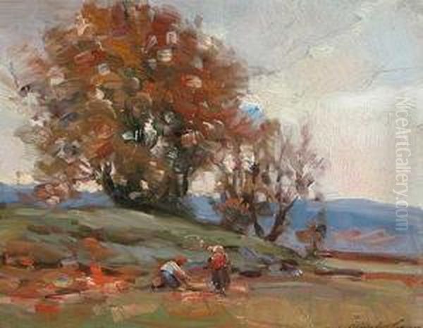 Paisaje Con Figuras. Oil Painting by Jose Olivet Legares