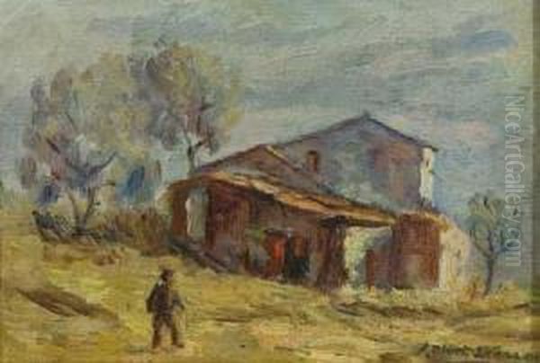 Masia Oil Painting by Jose Olivet Legares