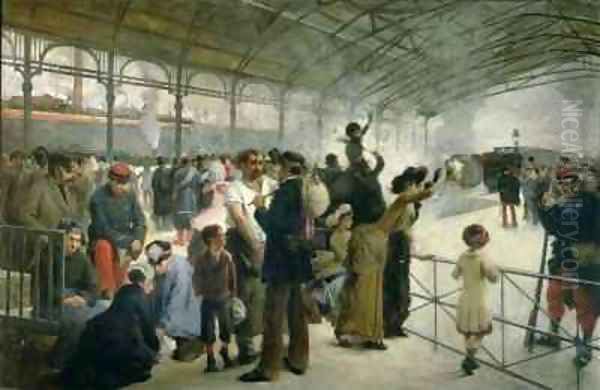 The Departure Gare DAusterlitz Paris Oil Painting by Paul-Louis Delance