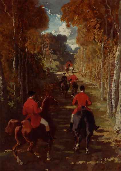 Le Depart Pour La Chasse Oil Painting by Alfred Dedreux
