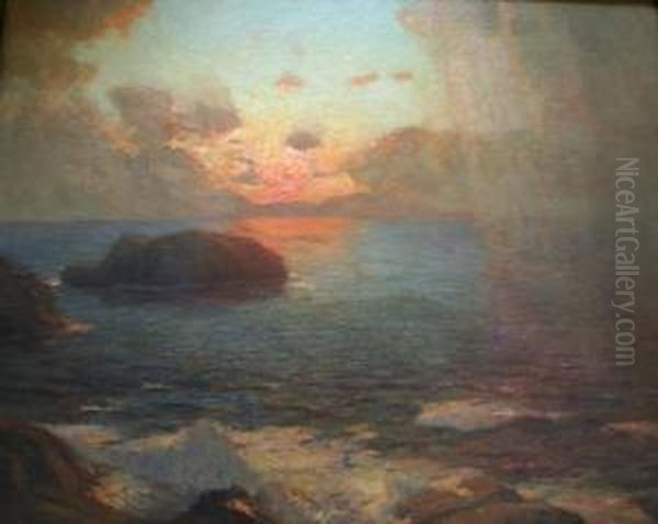 Ra,
Proi (!864-1942) Sunset,
Clearing After Rain Oil Painting by Julius Olsson