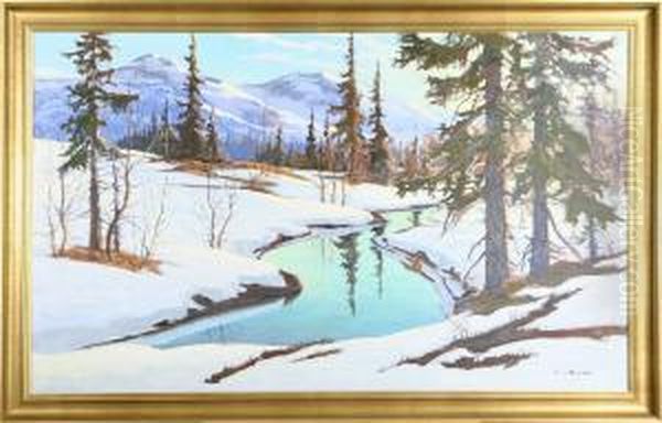 Vinterlandskap Oil Painting by Nils Olzon