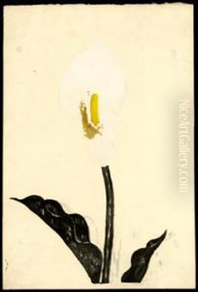 White Flower Oil Painting by Koshiro Onchi