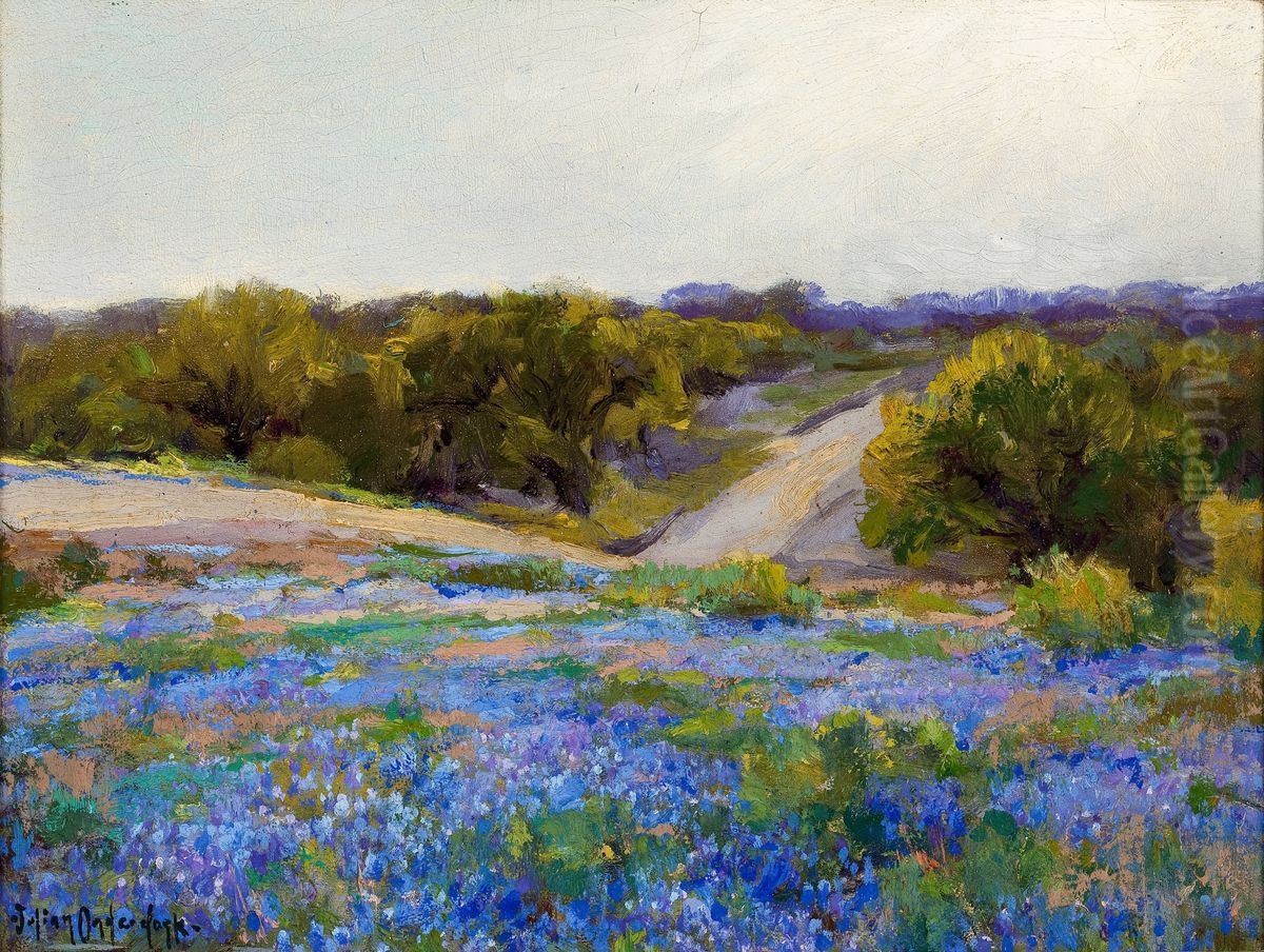 Bluebonnets At Late Afternoon Oil Painting by Julian Onderdonk