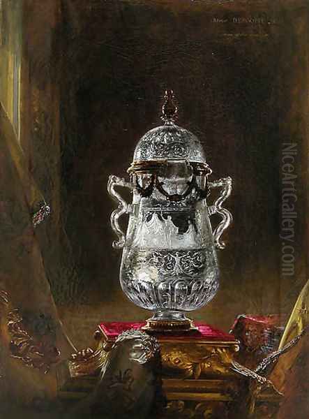 Crystal rock vase Oil Painting by Blaise Alexandre Desgoffe