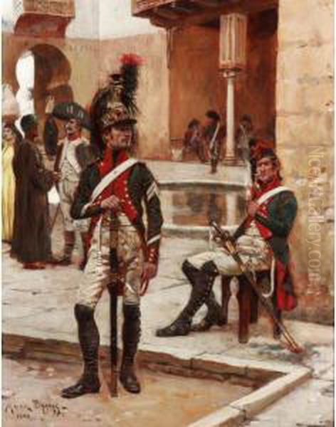 Les Dragons Pendant La Campagne D'egypt Oil Painting by Maurice Henri Orange