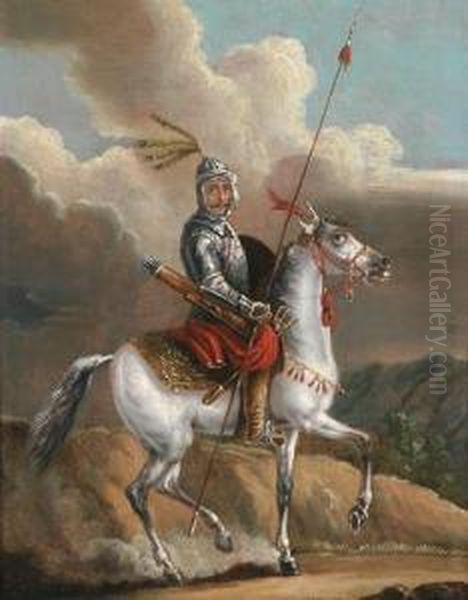 Kirghiz On Horseback Oil Painting by Alexander Ossipovitch Orlovsky