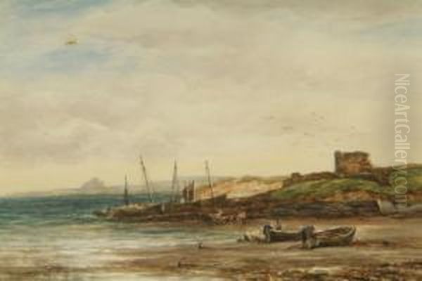 Holy Island, Northumberland, 
Signed And Inscribed With Title And Dated 1882 To Lower Left, Also Verso Oil Painting by James Orrock