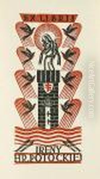 Exlibris Ireny Hr. Potockiej Oil Painting by Stanislaw J. Ostoja-Chrostowski