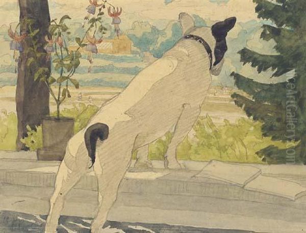 Bobi On The Veranda Oil Painting by Anna Petrovna Ostroumova-Lebedeva