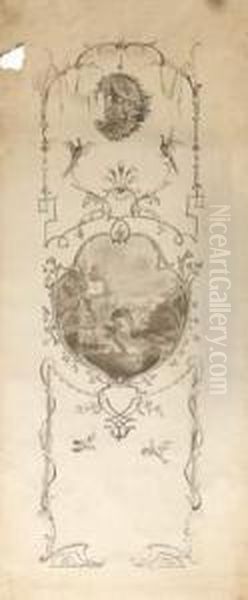 Re Des Fables De La Fontaine Oil Painting by Jacques Charles Oudry