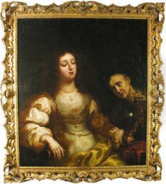 Semele Gazing Into A Mirror Oil Painting by Jurgen Ovens