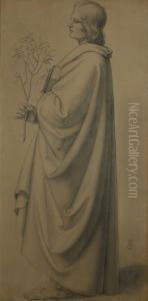 Junglingsgestalt In Weitem Mantel
 Mit Buch Und Olzweig Oil Painting by Johann Friedrich Overbeck