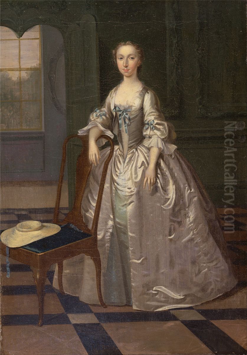 A Lady in a Drawing Room Oil Painting by Arthur Devis