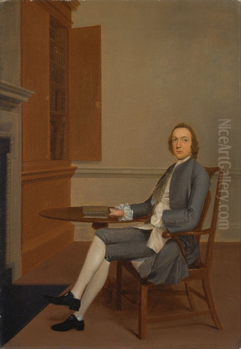 An Unknown Man Seated at a Table Oil Painting by Arthur Devis