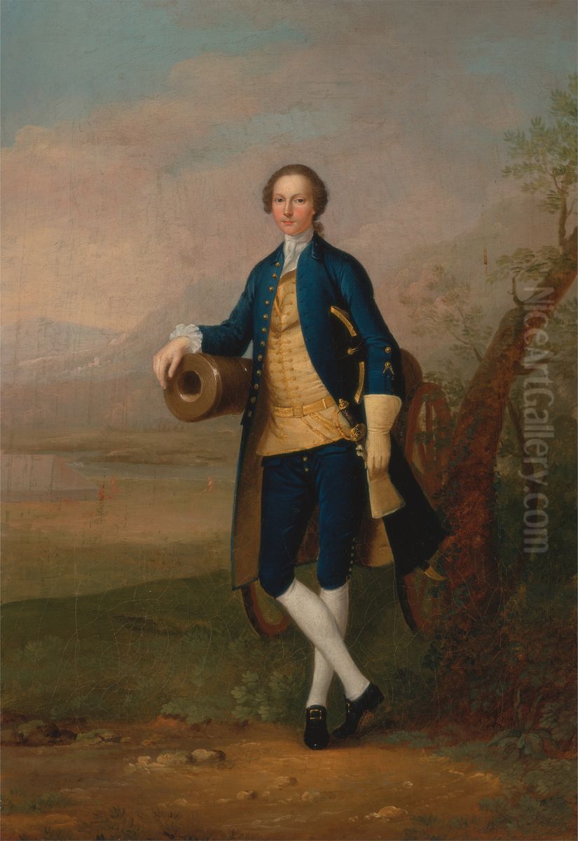 Gentleman with a Cannon Oil Painting by Arthur Devis