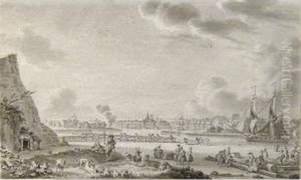 Dieppe Vu De Lafalaise Du Pollet Oil Painting by Ozanne, Nicolas Marie