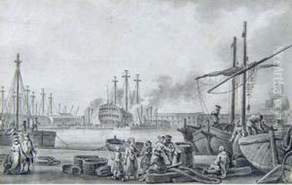 Toulon. < Le Pont Neufde Toulon Vu Oil Painting by Ozanne, Nicolas Marie