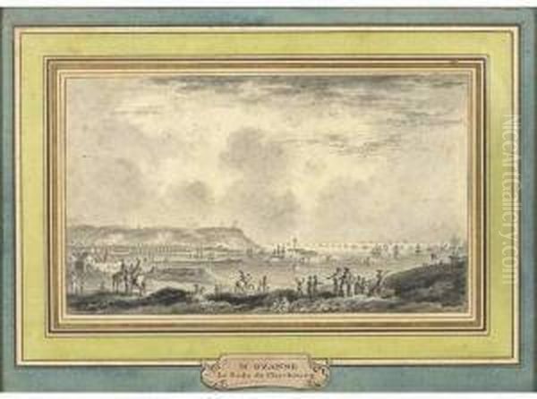 Vue Du Port De Cherbourg. Oil Painting by Ozanne, Nicolas Marie