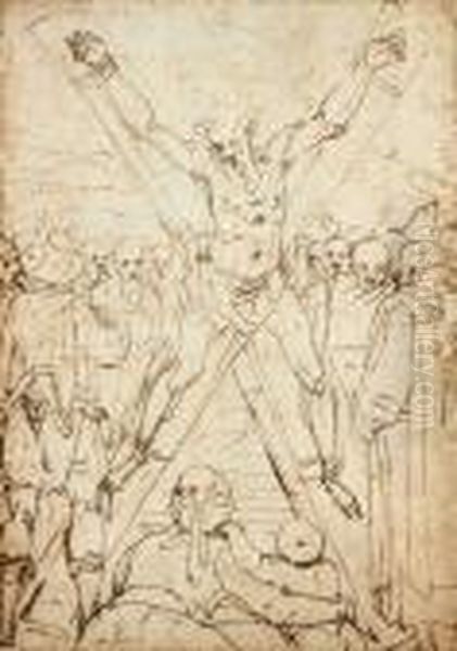 Le Martyr De Saint Andre
 Plume Et Encre Brune Oil Painting by Giovanni Battista Paggi