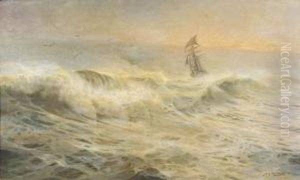 Bateau En Mer. Oil Painting by Jean-Louis Paguenaud