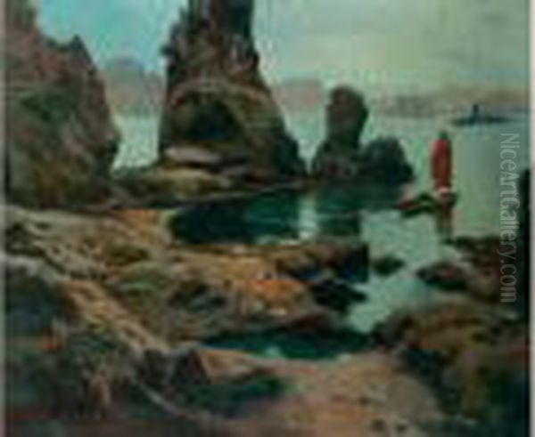 Vue De La Baie D'halong, Vietnam Oil Painting by Jean-Louis Paguenaud