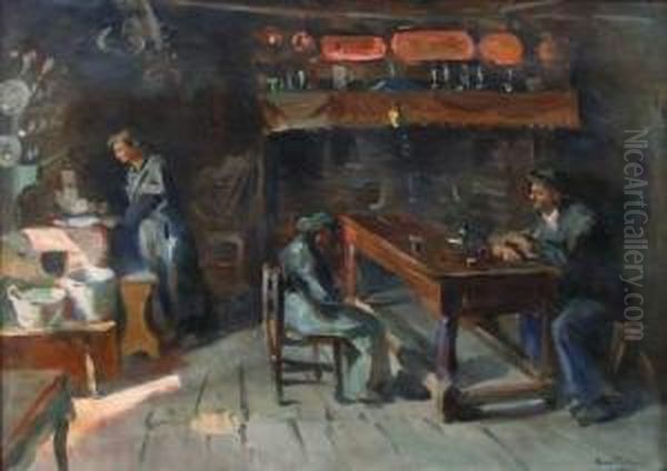 L'auberge A St Come Dans L'aveyron Oil Painting by Henri Pailler